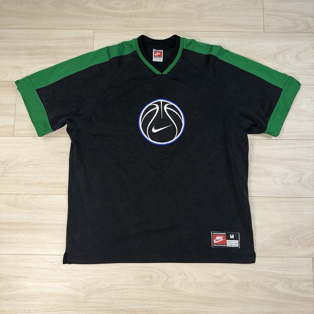 Vintage Nike Jersey Warm Up Shooting Shirt Adult Medium Authentic Green Black 90
